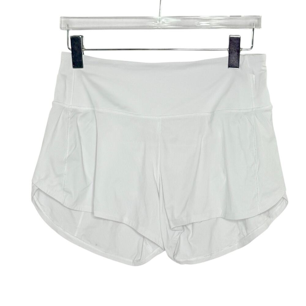 Lululemon Speed Up Short 8 Long High Rise White Workout Gym Active *flaw